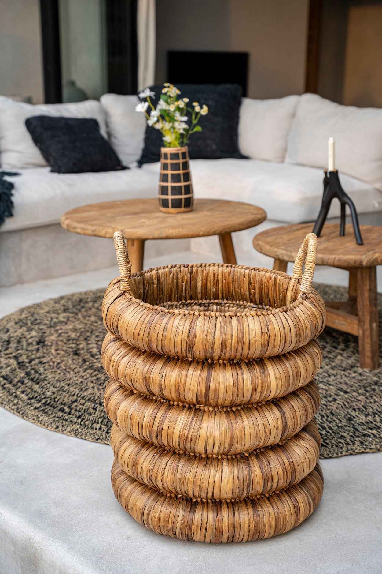 CHUNKY BASKET WITH HANDLES | WATER HYACINTH | LARGE