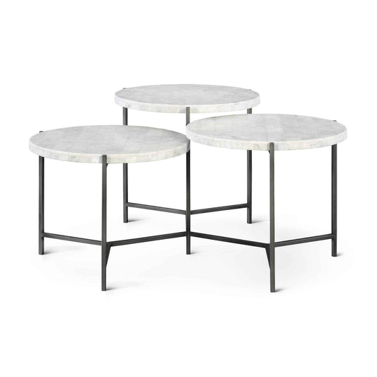 CIRC TIERED MARBLE COFFEE TABLE