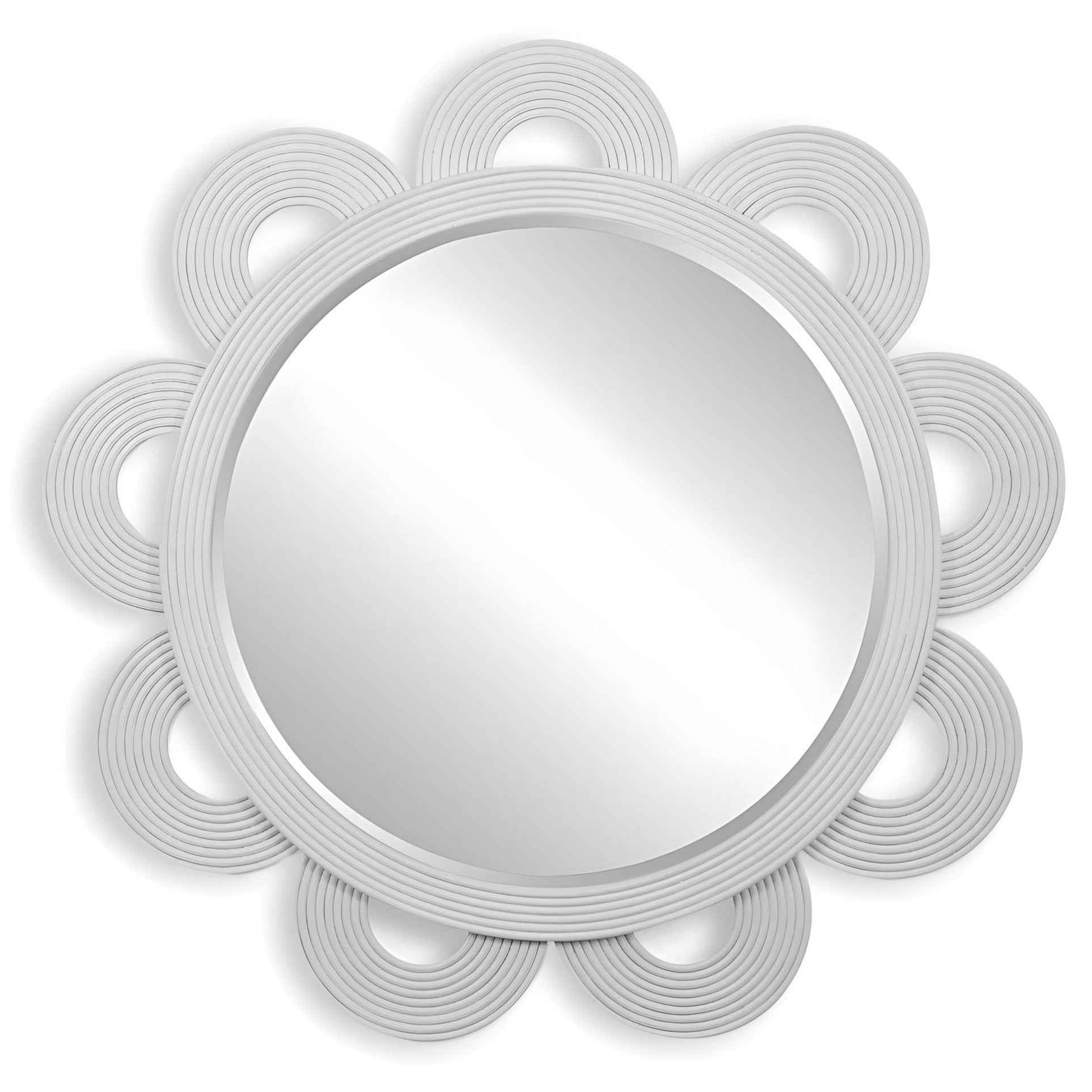 CLEMATIS WHITE RATTAN 46IN ROUND MIRROR