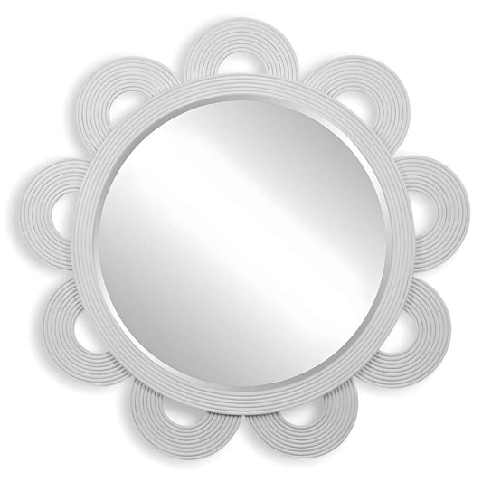 CLEMATIS WHITE RATTAN 46IN ROUND MIRROR