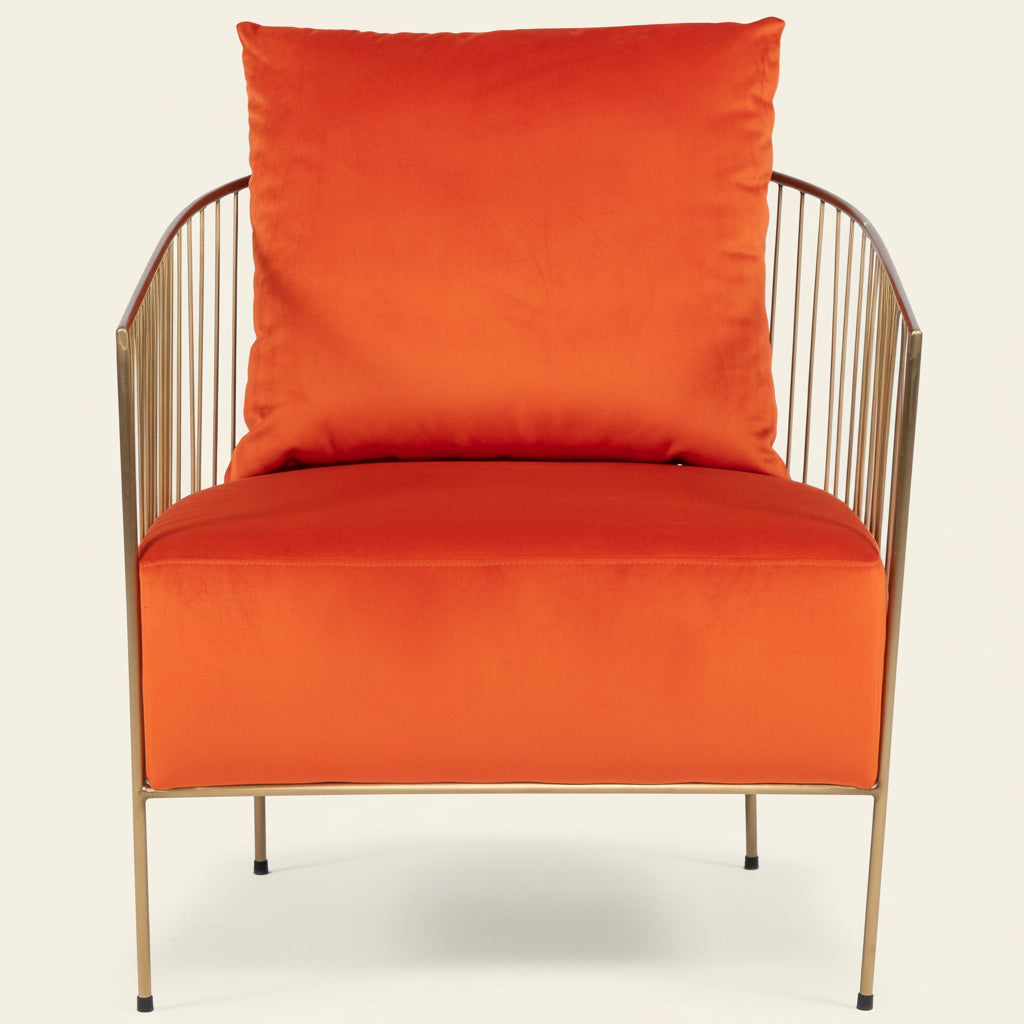 CLEMENTINE ORANGE VELVET ACCENT CHAIR