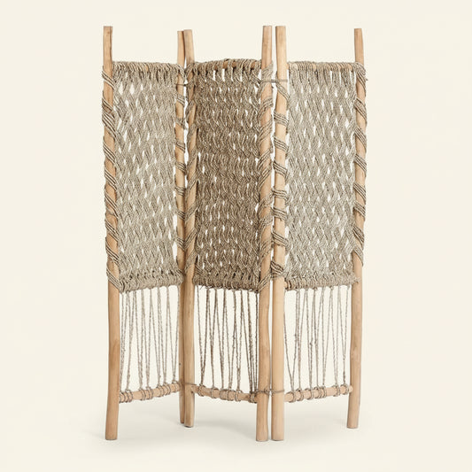 COASTAL ROOM DIVIDER - SCREEN | RECLAIMED TEAK +SEAGRASS
