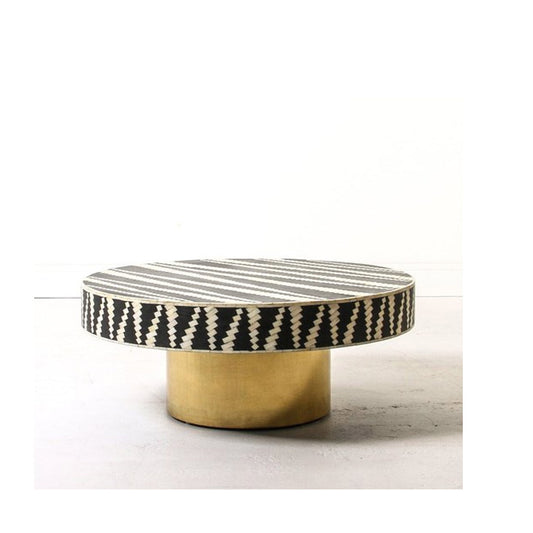 Bone Inlay Round Coffee Table for Home Tradnary Centre Table by Hansa Handicraft