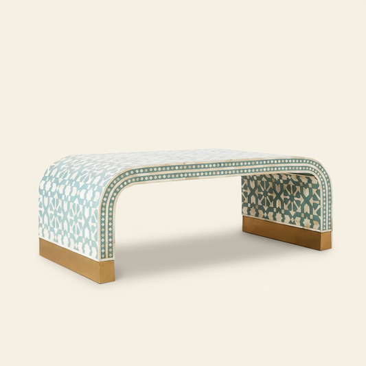 Bone Inlay Rectangle Coffee Table Moroccan Waterfall Design - Hansa Handicraft