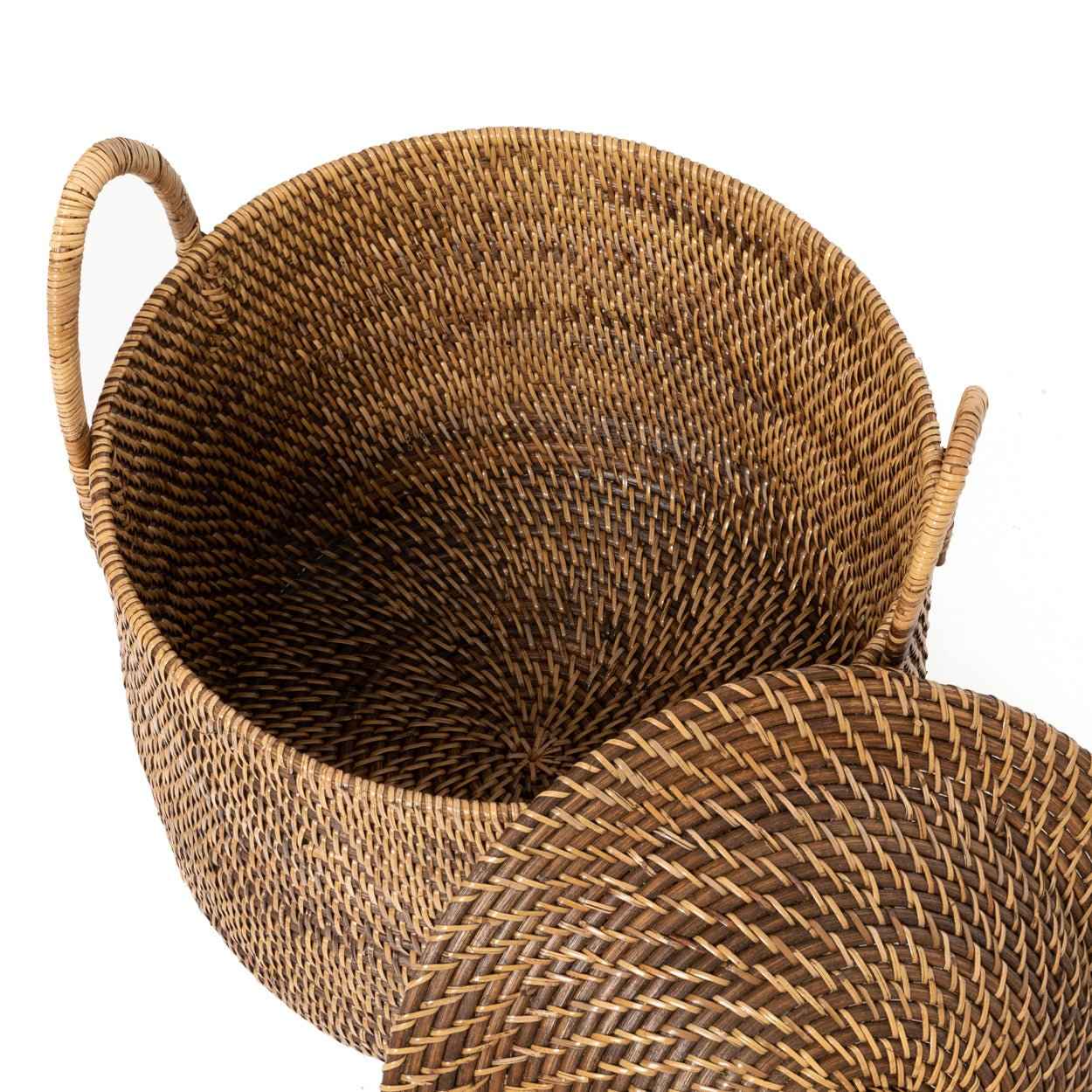 COLONIAL BASKET WITH LID +HANDLES | RATTAN