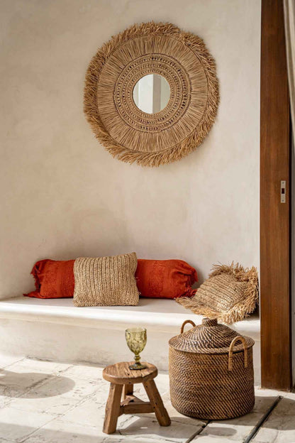 COLONIAL BASKET WITH LID +HANDLES | RATTAN
