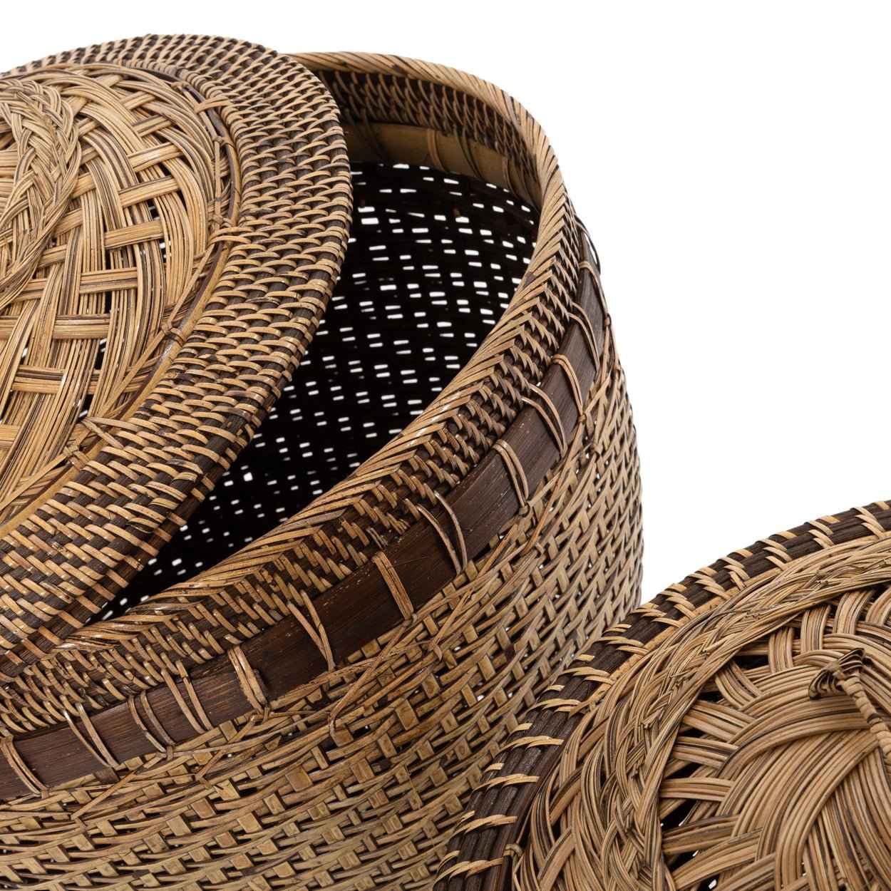 COLONIAL STORAGE BASKET WITH LID | RATTAN | 2 SIZES
