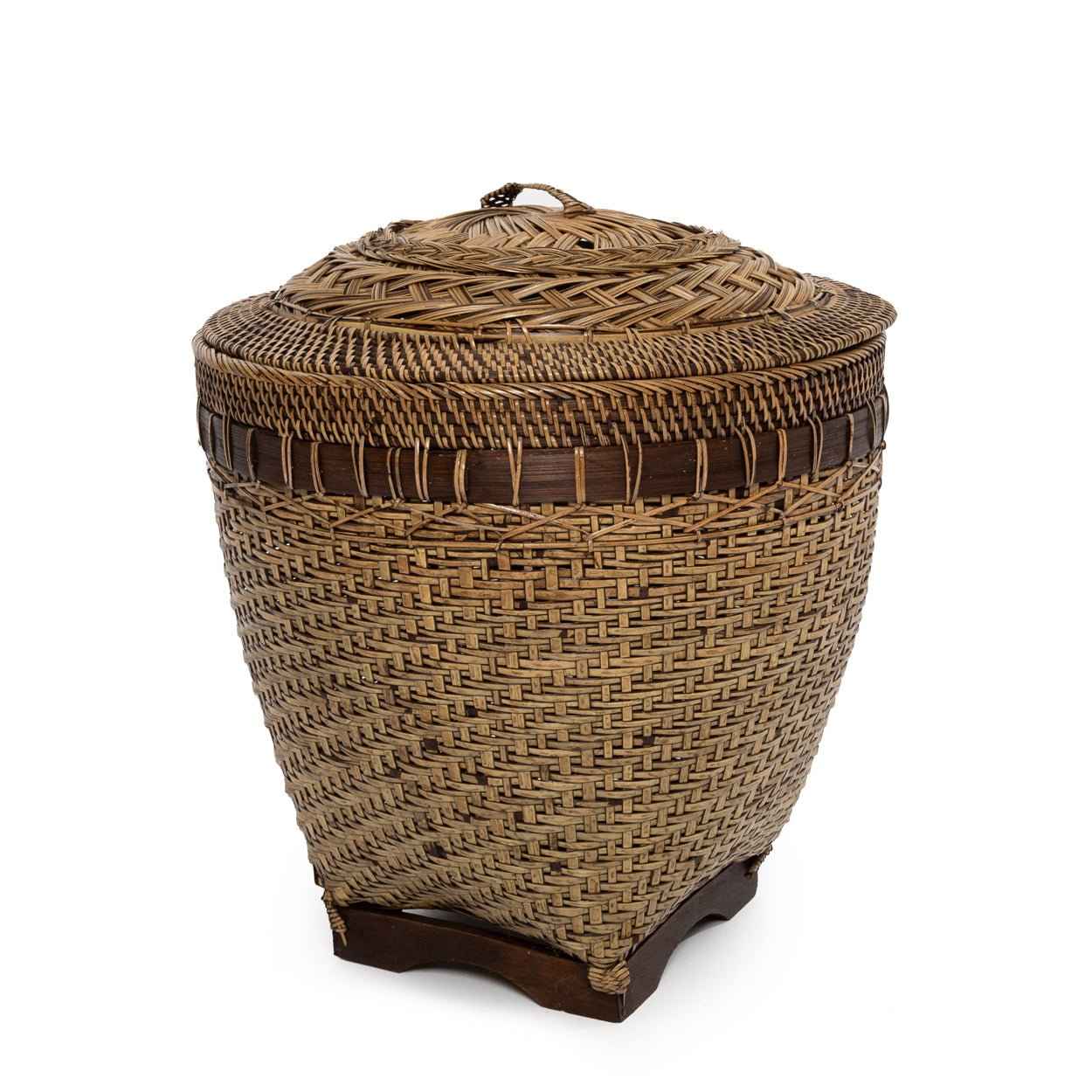 COLONIAL STORAGE BASKET WITH LID | RATTAN | 2 SIZES
