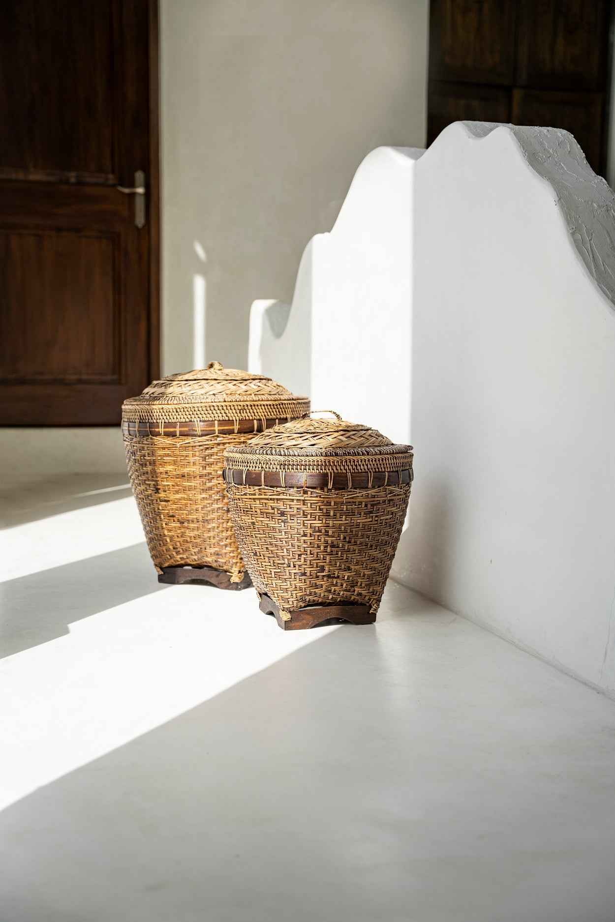 COLONIAL STORAGE BASKET WITH LID | RATTAN | 2 SIZES