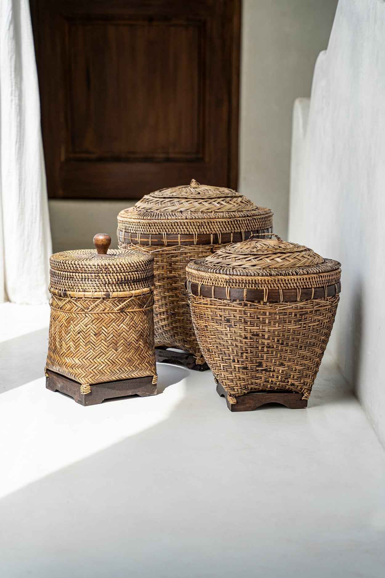 COLONIAL STORAGE BASKET WITH LID | RATTAN | 2 SIZES