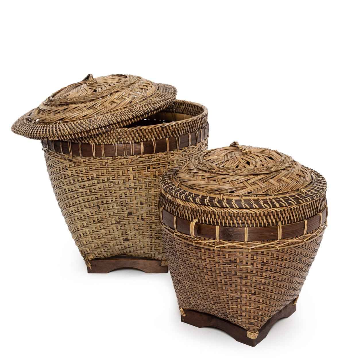 COLONIAL STORAGE BASKET WITH LID | RATTAN | 2 SIZES