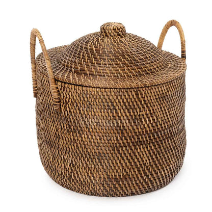 COLONIAL STORAGE BASKET WITH LID | RATTAN | 2 SIZES