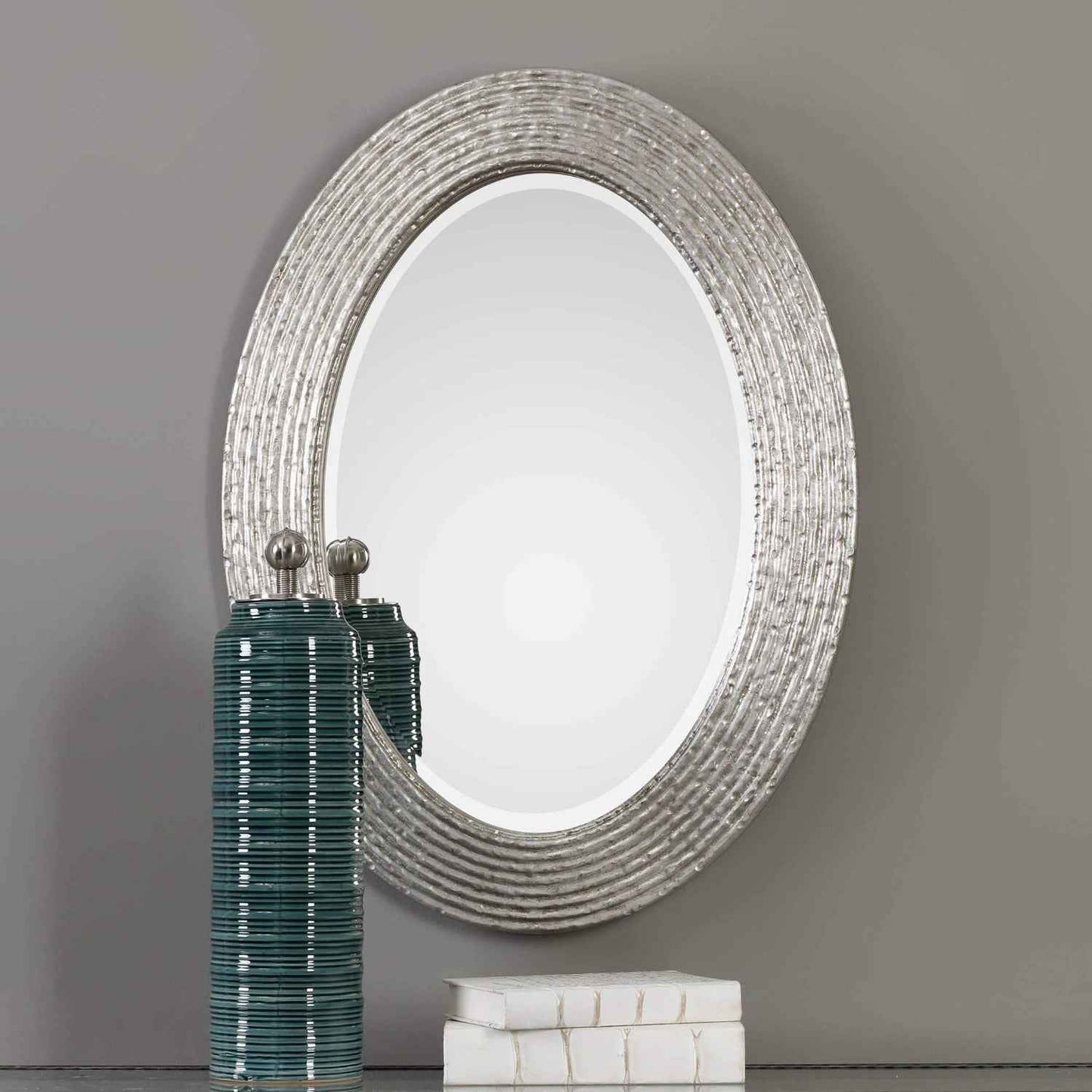 CONDER BURNISHED SILVER OVAL MIRROR