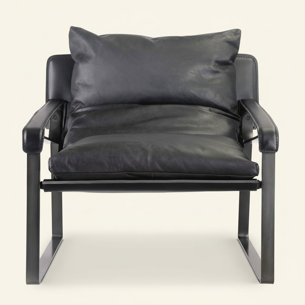 CONNOR ONYX BLACK LEATHER SLING CHAIR