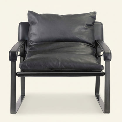 CONNOR ONYX BLACK LEATHER SLING CHAIR