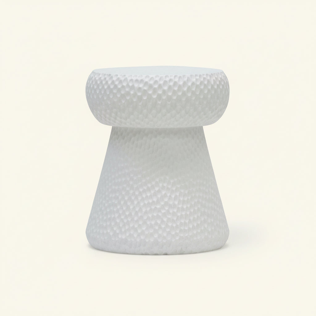 CORK STOOL + SIDE TABLE / WHITE