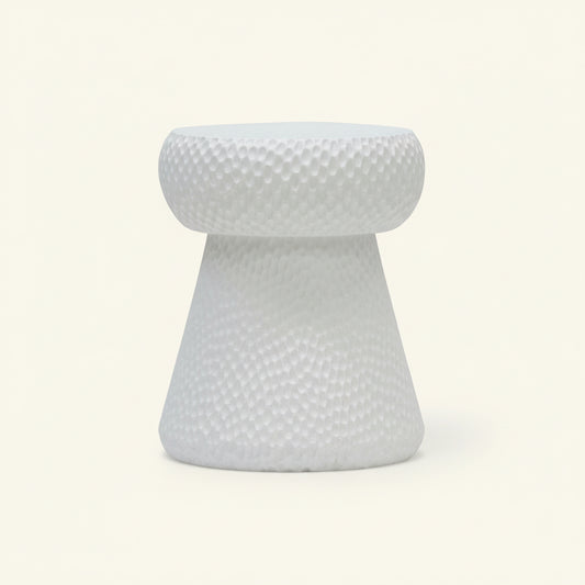 CORK STOOL + SIDE TABLE / WHITE
