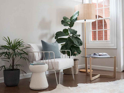 CORK STOOL + SIDE TABLE / WHITE