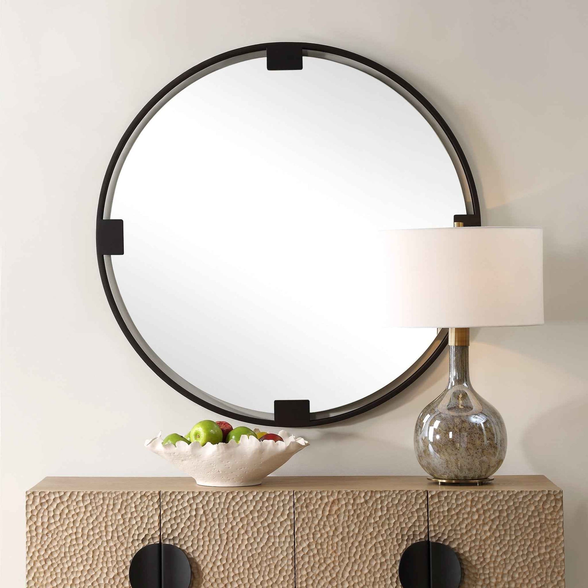 CORNELIA BLACK ROUND MIRROR