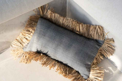 COTTON BONITA RECTANGULAR CUSHION COVER | BLACK-NATURAL