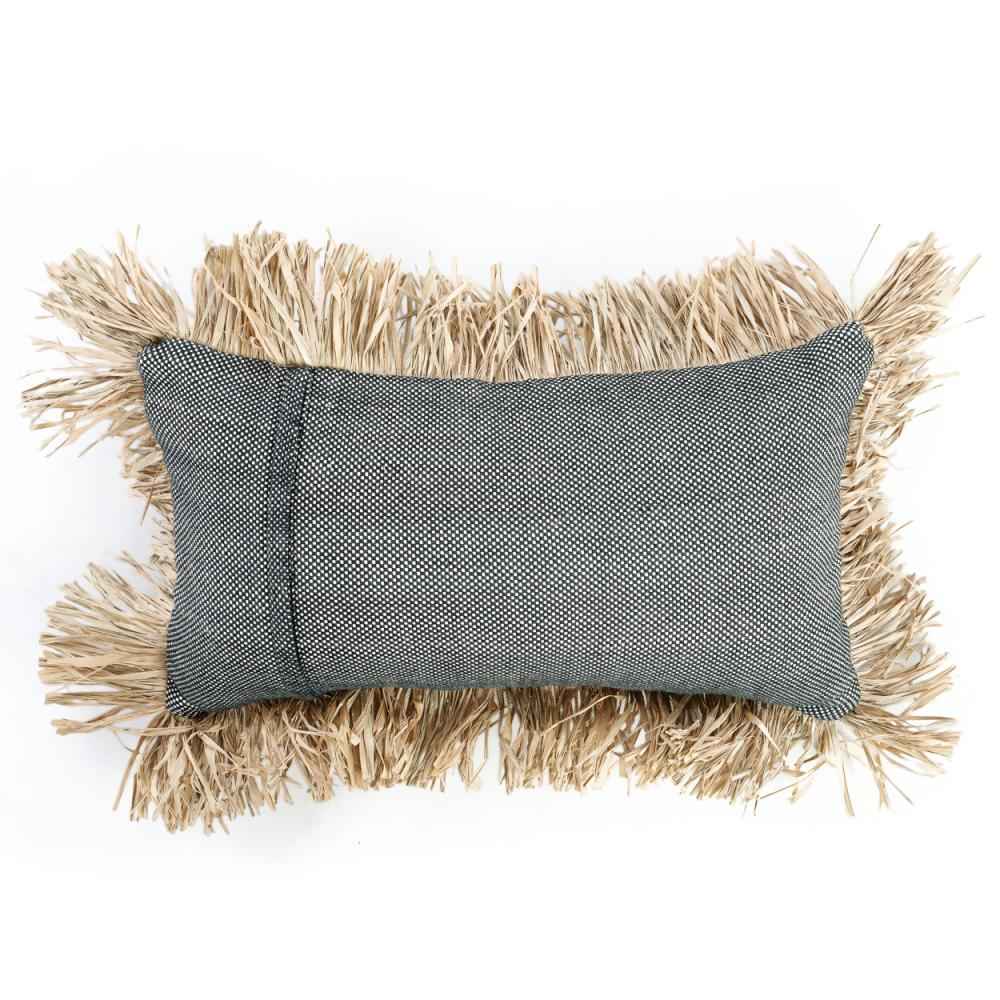 COTTON BONITA RECTANGULAR CUSHION COVER | BLACK-NATURAL