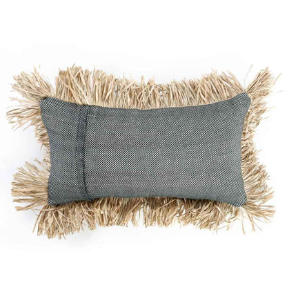 COTTON BONITA RECTANGULAR CUSHION COVER | BLACK-NATURAL