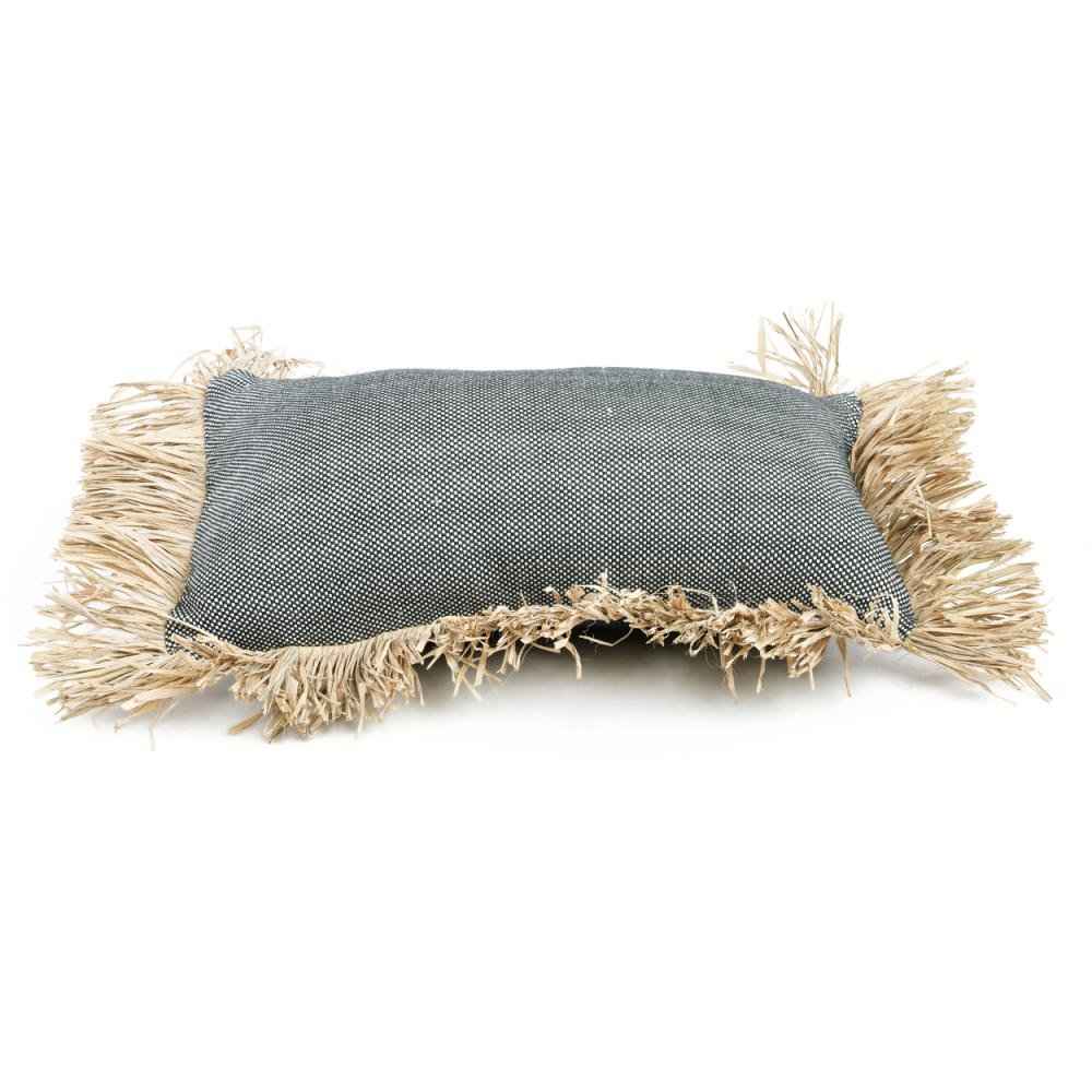 COTTON BONITA RECTANGULAR CUSHION COVER | BLACK-NATURAL