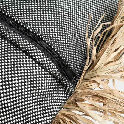 COTTON BONITA RECTANGULAR CUSHION COVER | BLACK-NATURAL
