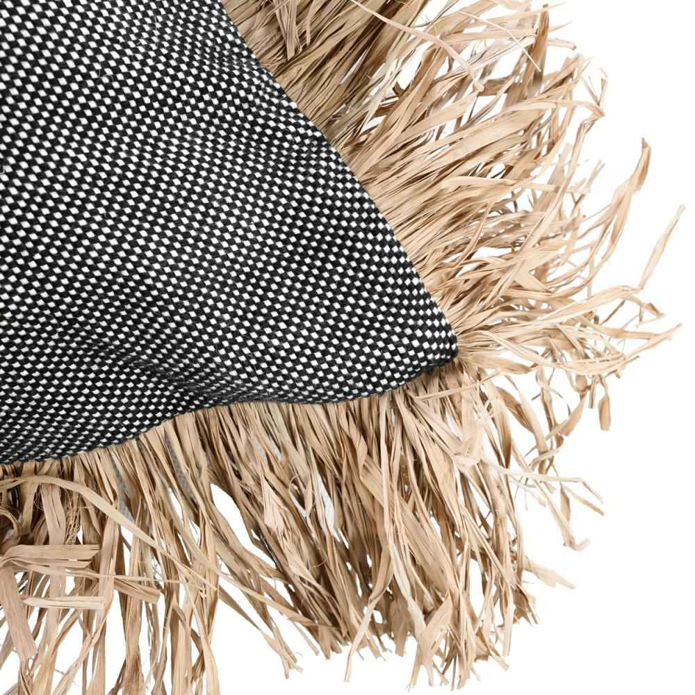 COTTON BONITA RECTANGULAR CUSHION COVER | BLACK-NATURAL