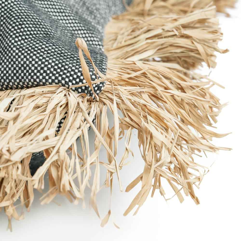 COTTON BONITA RECTANGULAR CUSHION COVER | BLACK-NATURAL