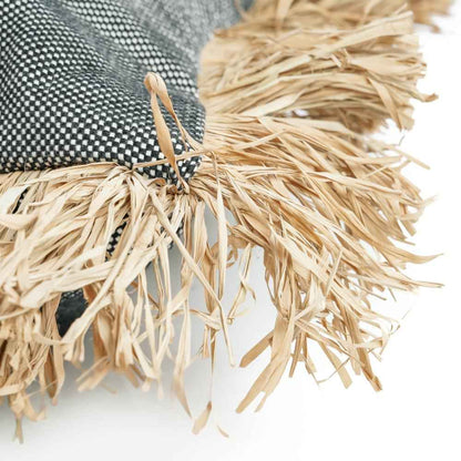 COTTON BONITA RECTANGULAR CUSHION COVER | BLACK-NATURAL