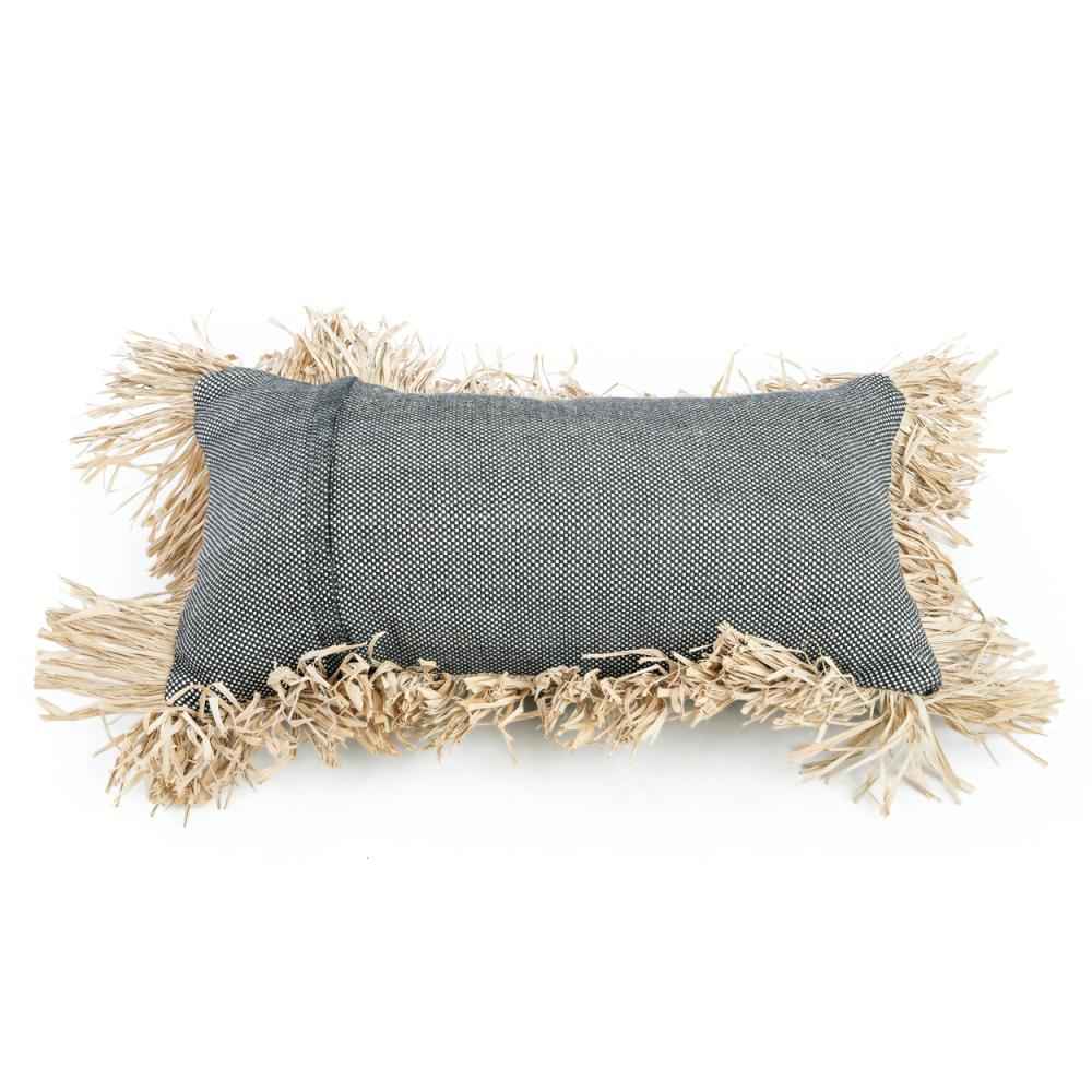 COTTON BONITA RECTANGULAR CUSHION COVER | BLACK-NATURAL