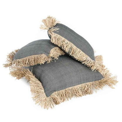 COTTON BONITA SQUARE CUSHION COVER | BLACK-NATURAL | 2 SIZES