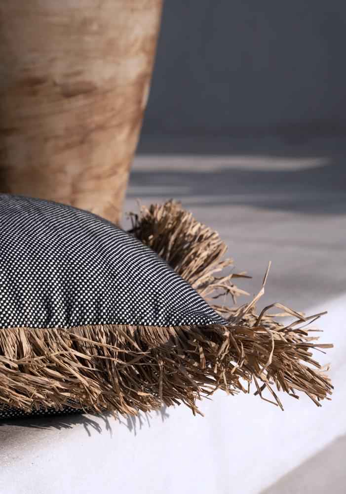 COTTON BONITA SQUARE CUSHION COVER | BLACK-NATURAL | 2 SIZES
