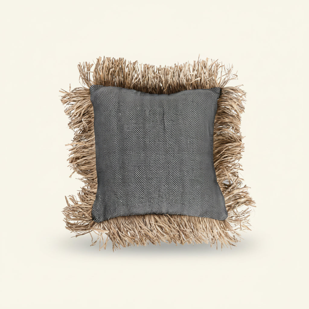 COTTON BONITA SQUARE CUSHION COVER | BLACK-NATURAL | 2 SIZES