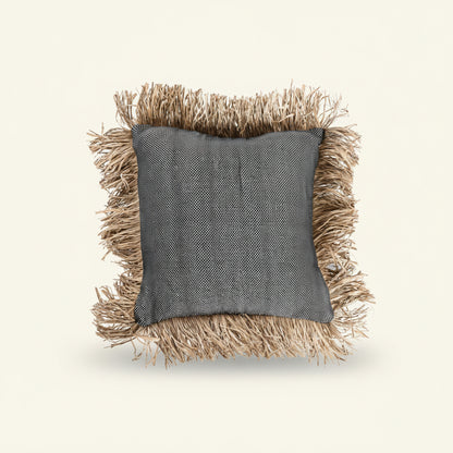 COTTON BONITA SQUARE CUSHION COVER | BLACK-NATURAL | 2 SIZES