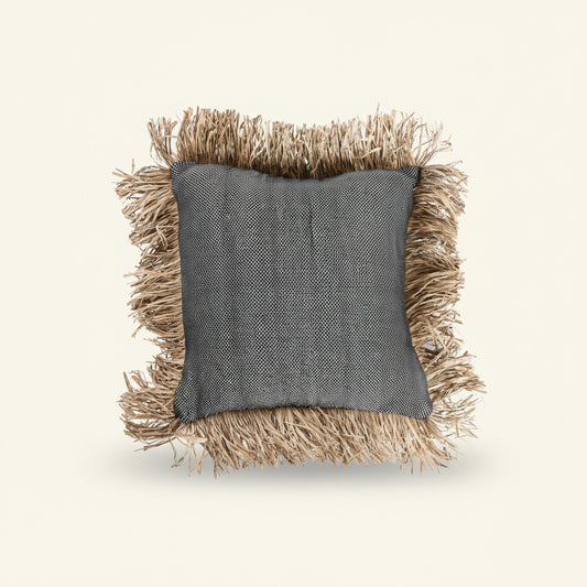 COTTON BONITA SQUARE CUSHION COVER | BLACK-NATURAL | 2 SIZES