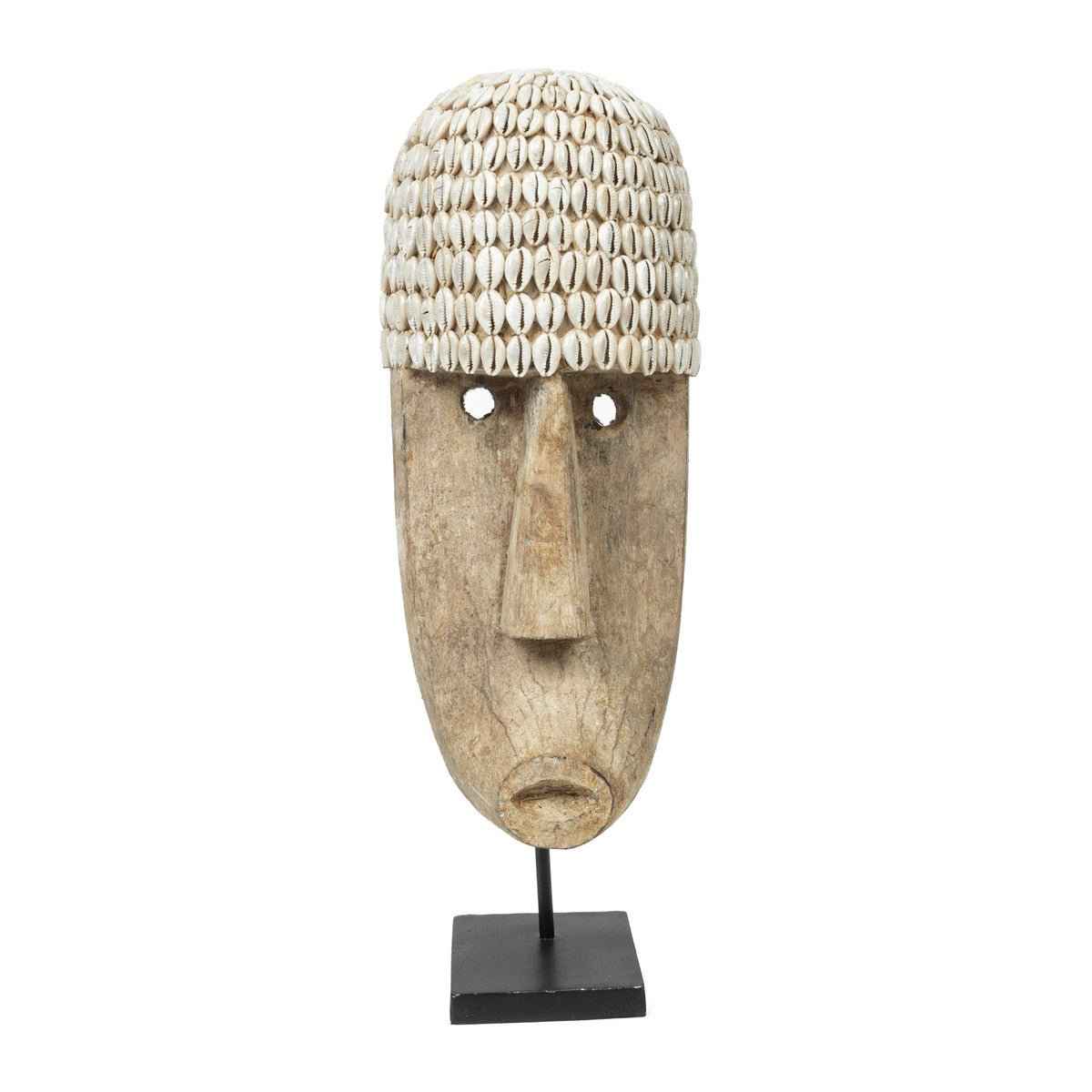 COWRIE MASK ON STAND / NATURAL (2 SIZES)