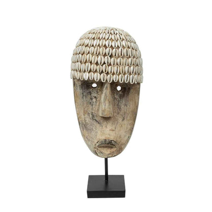 COWRIE MASK ON STAND / NATURAL (2 SIZES)
