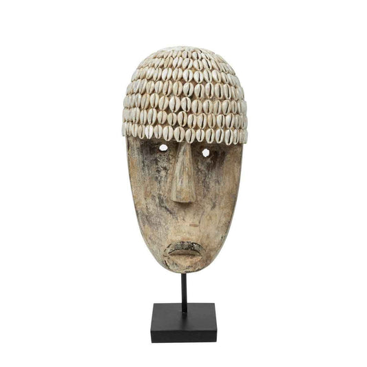 COWRIE MASK ON STAND / NATURAL (2 SIZES)