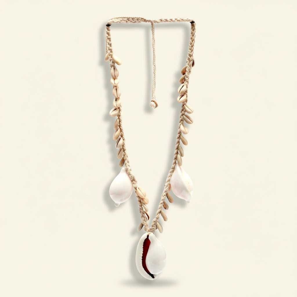 Cowrie Shell Necklace | Natural + White