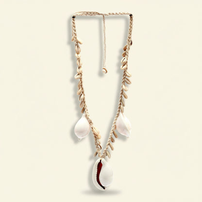 Cowrie Shell Necklace | Natural + White