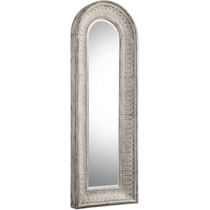 COZETTE AGED WHITE EMBOSSED ARCH MIRROR