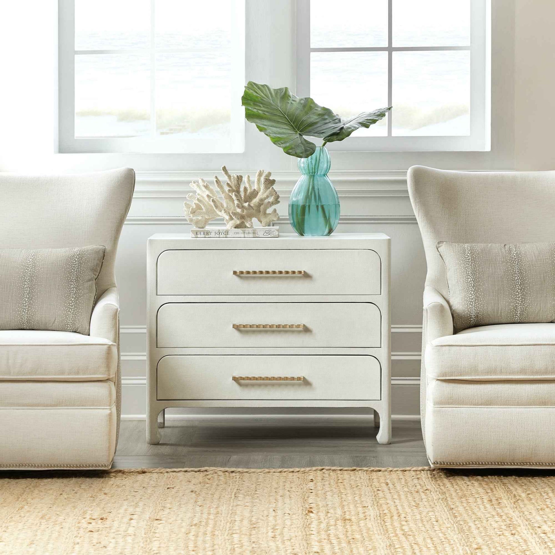 CRUISER LACQUERED GRASSCLOTH CHEST: WHITE