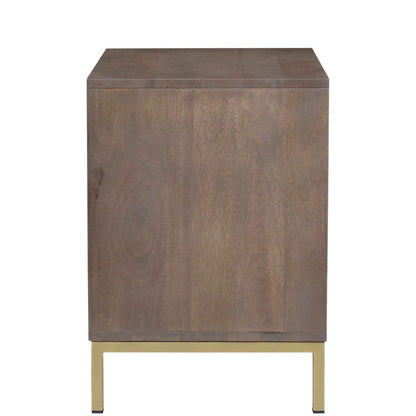 CUBIC MANGO WOOD + BRASS NIGHTSTAND