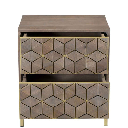CUBIC MANGO WOOD + BRASS NIGHTSTAND