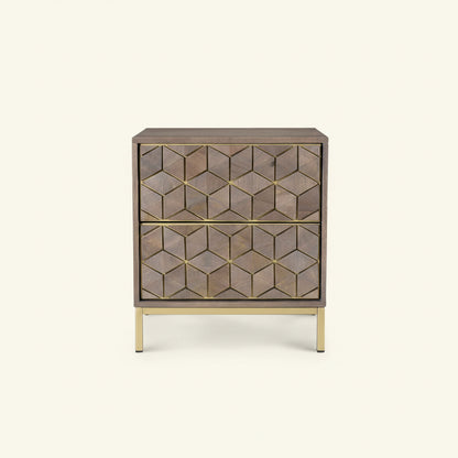 CUBIC MANGO WOOD + BRASS NIGHTSTAND
