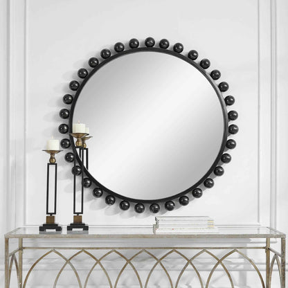 CYRA 44" ROUND MIRROR: BLACK