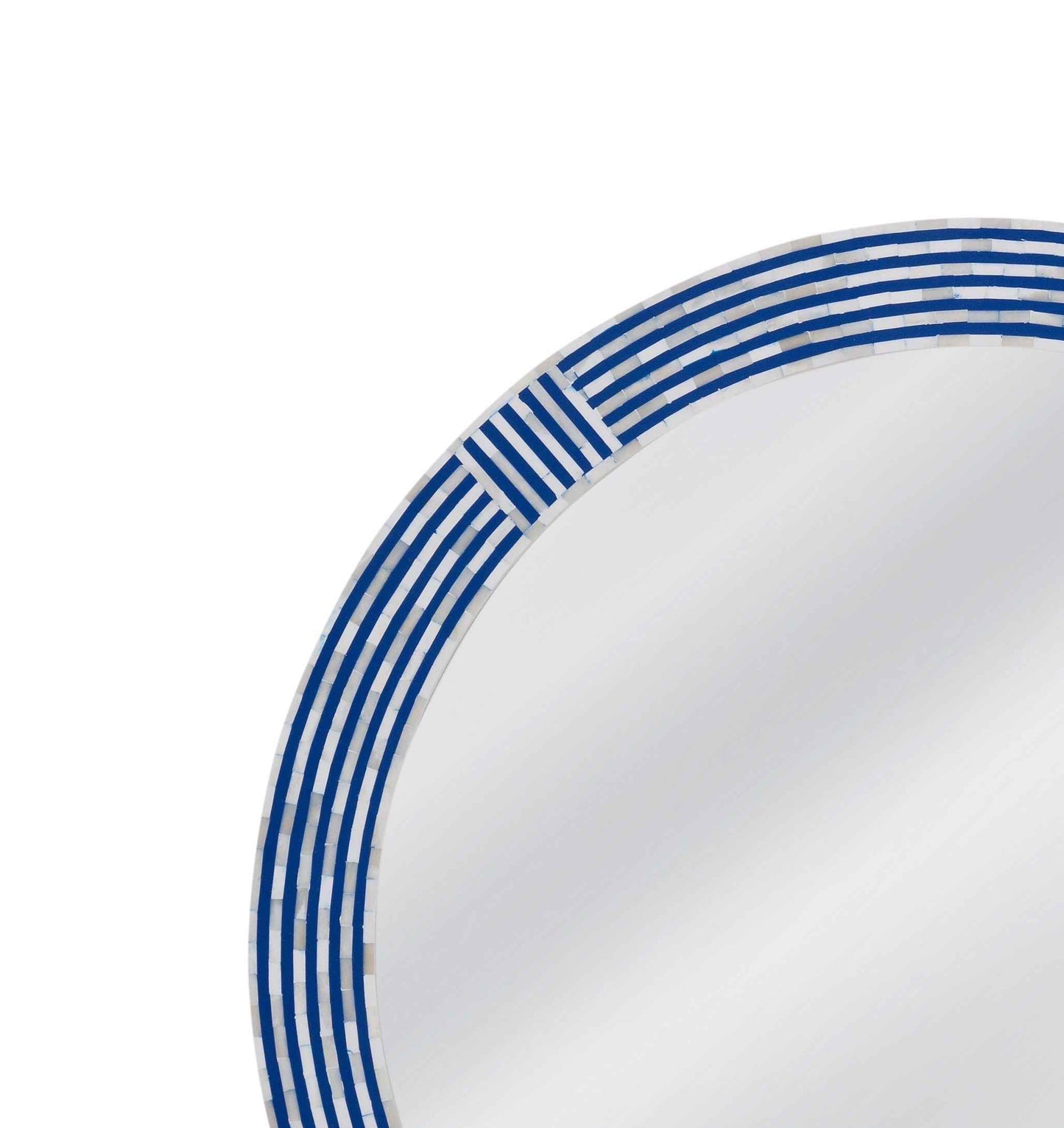 Blue Circle - Wall Mirror - Blue / Cream