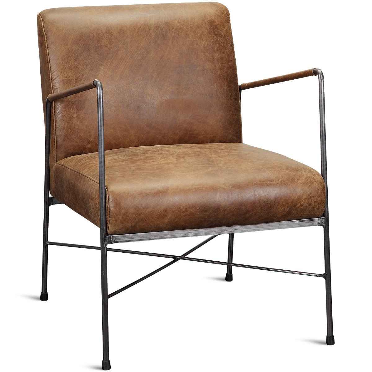 DAGWOOD VINTAGE BROWN LEATHER ARM CHAIR